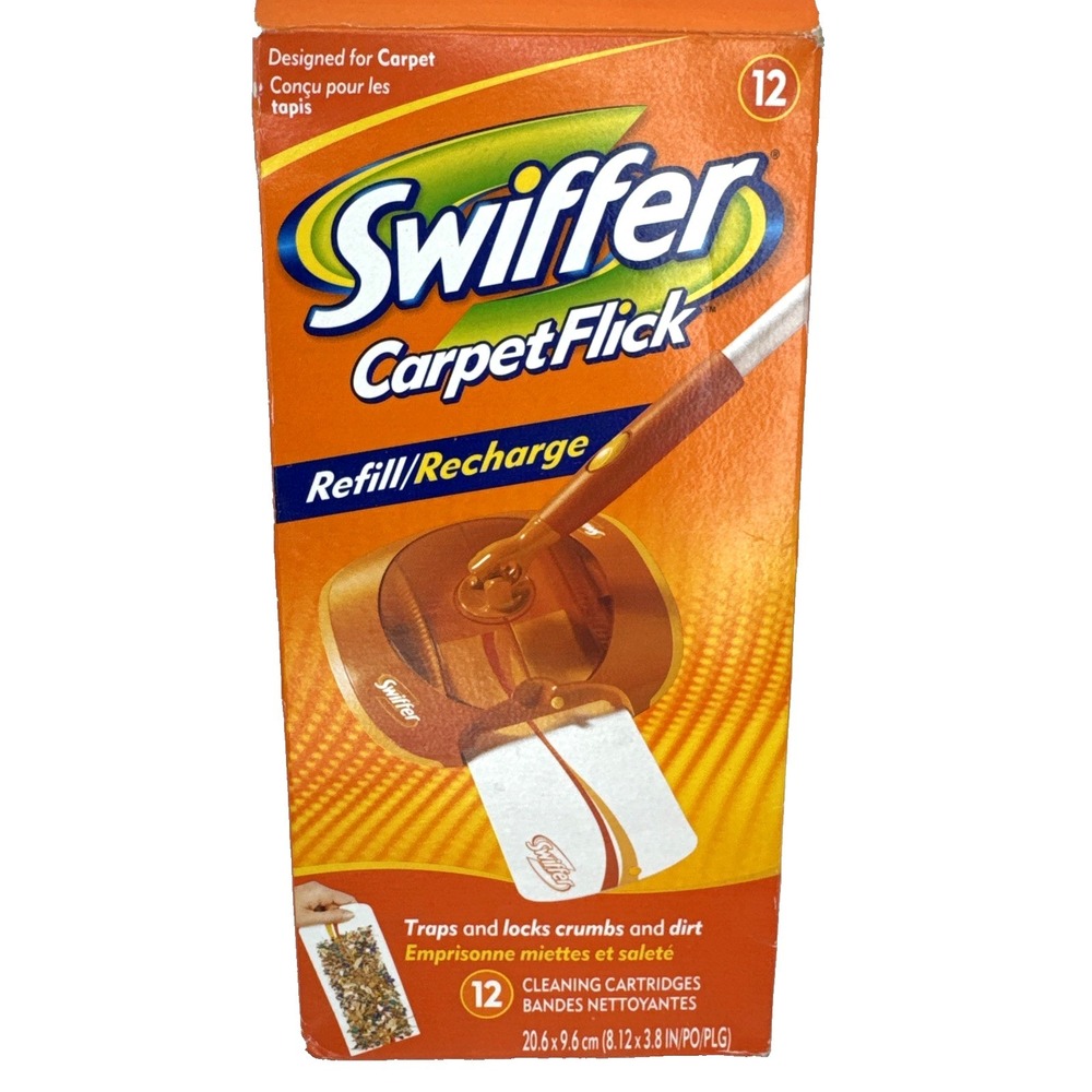 Swiffer Carpet Flick Refill 12 Cleaning Cartridges Carpet Sweeper Refills NOS